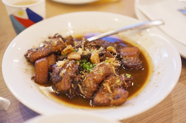 filipino food chicken and pork adobo